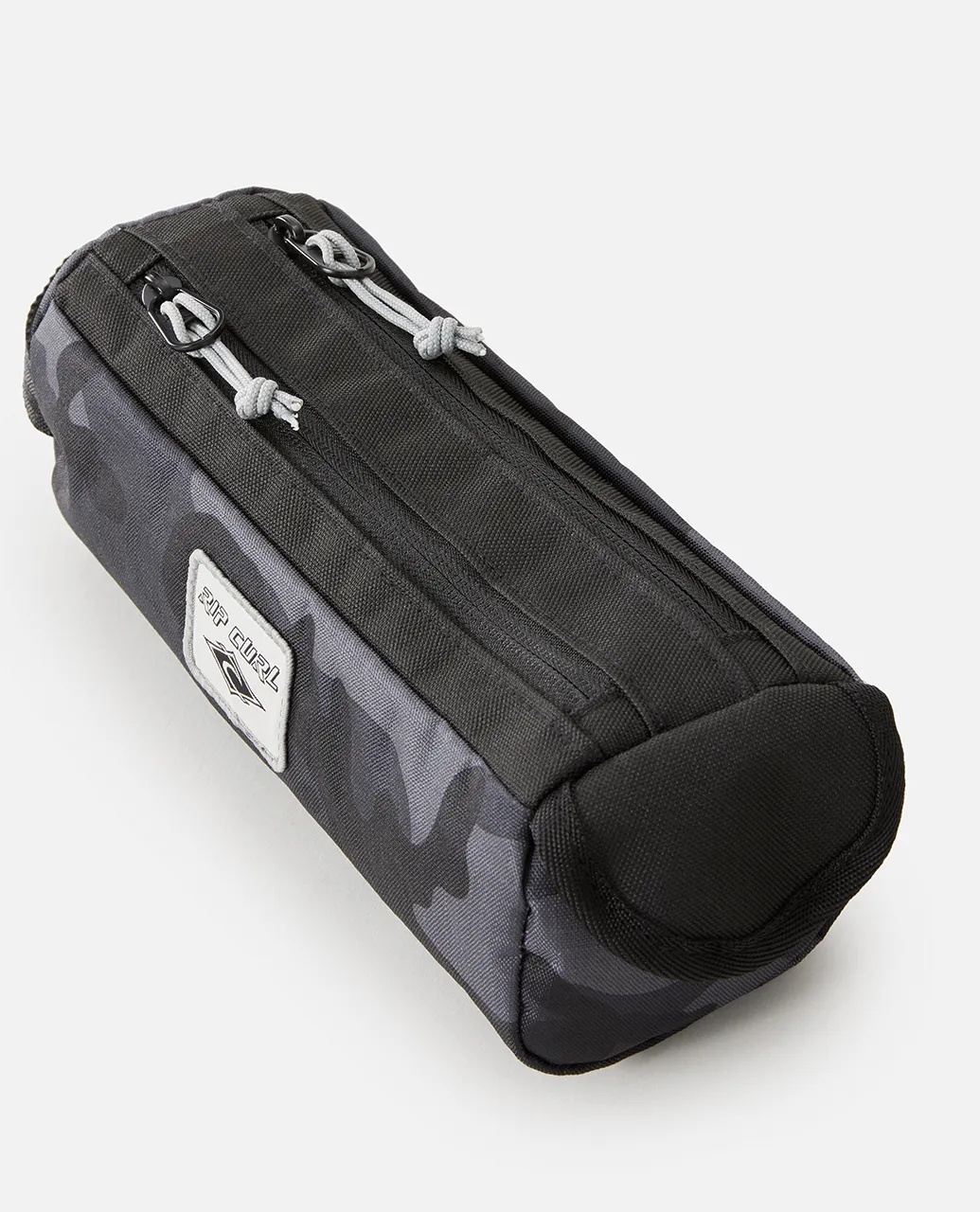 2 Compartment Pencil Case in Black & Grey