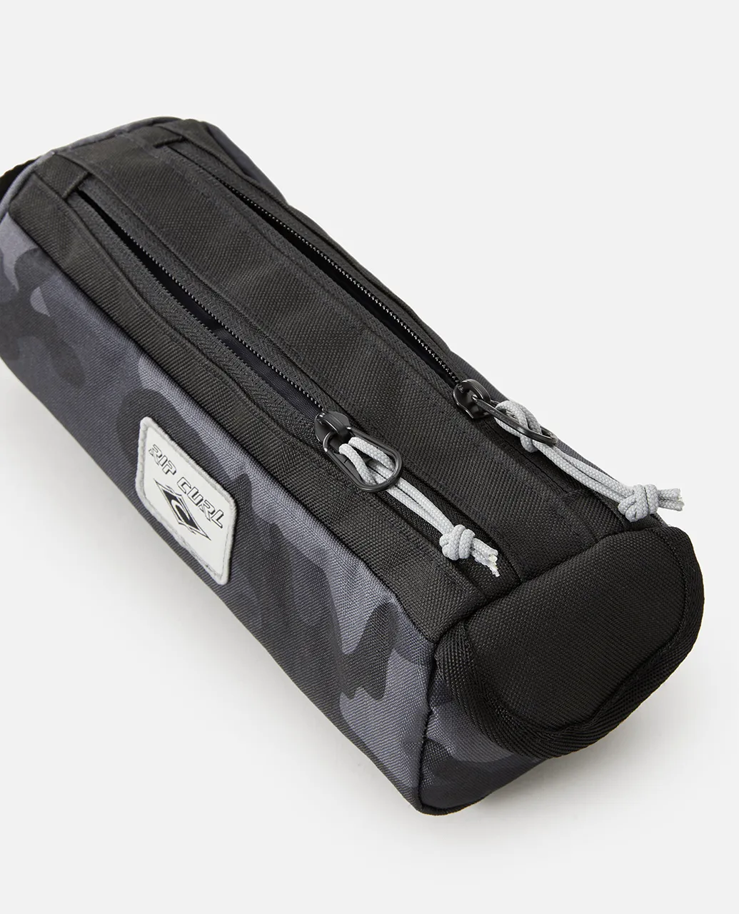 2 Compartment Pencil Case in Black & Grey