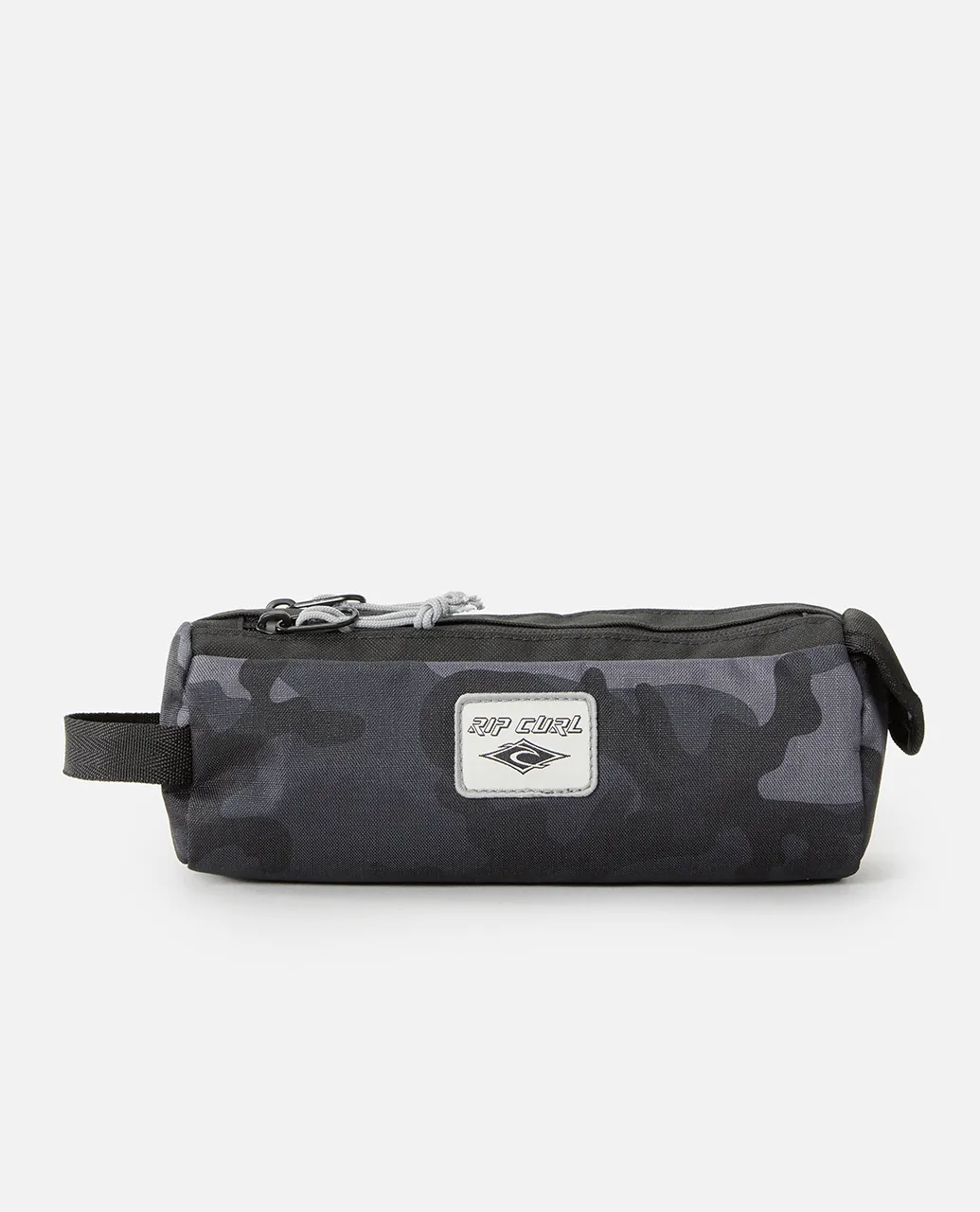 2 Compartment Pencil Case in Black & Grey