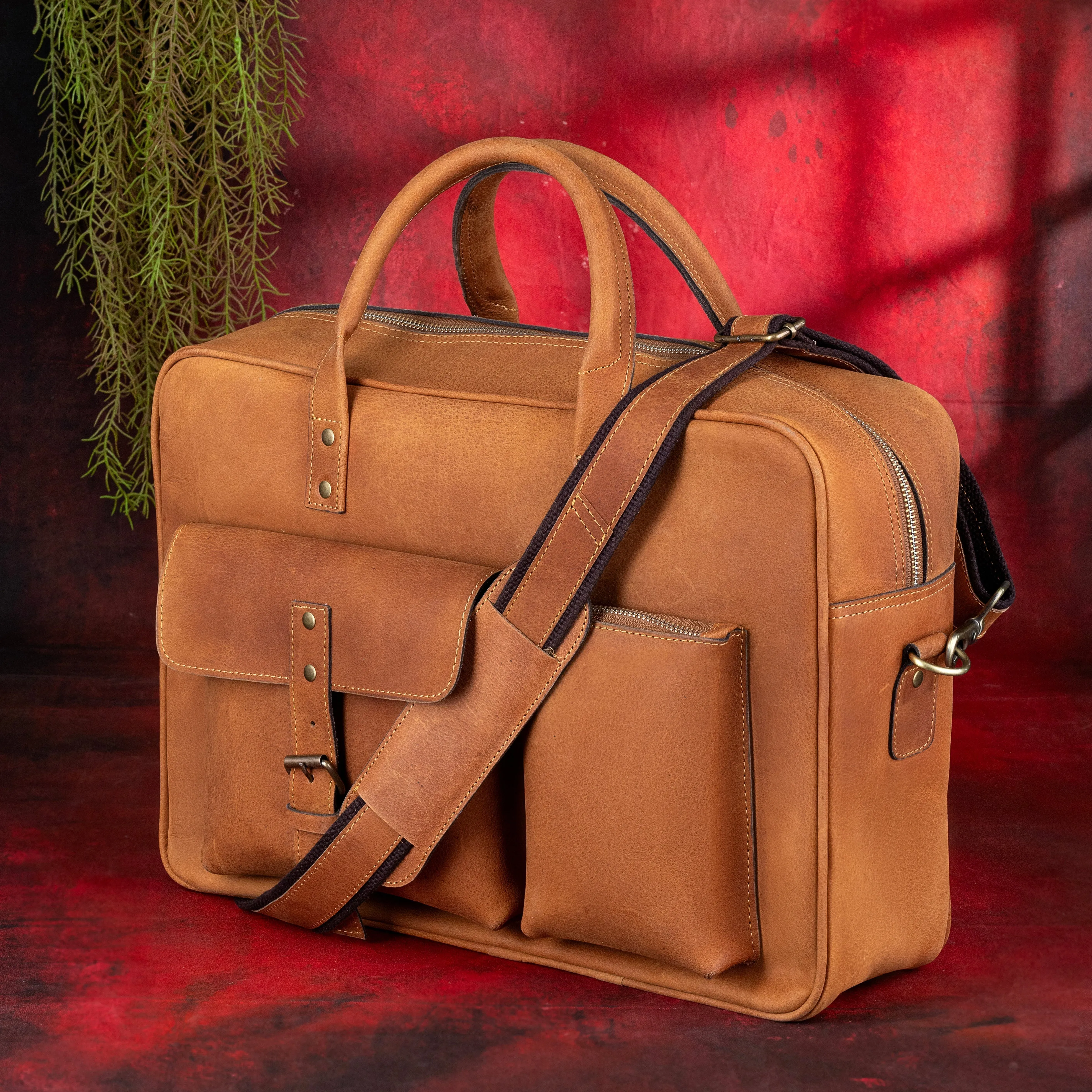 33rd Degree Scottish Rite Briefcase - Brown Leather Crazy Horse finish