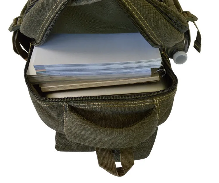 Army Green Vintage School Laptop Backpack