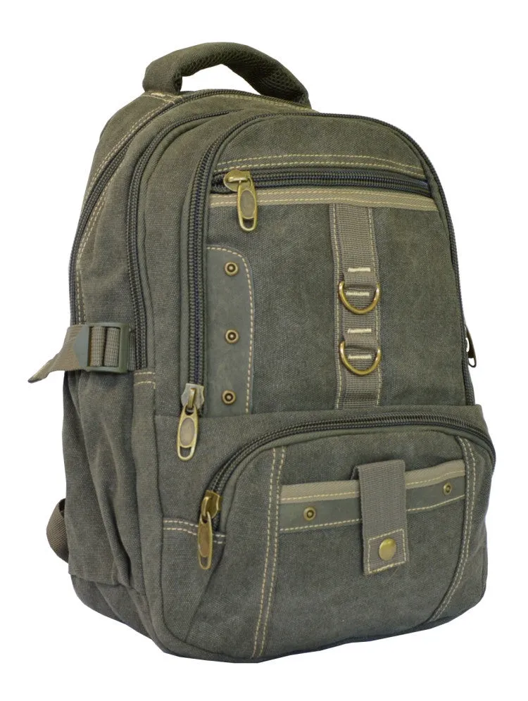 Army Green Vintage School Laptop Backpack