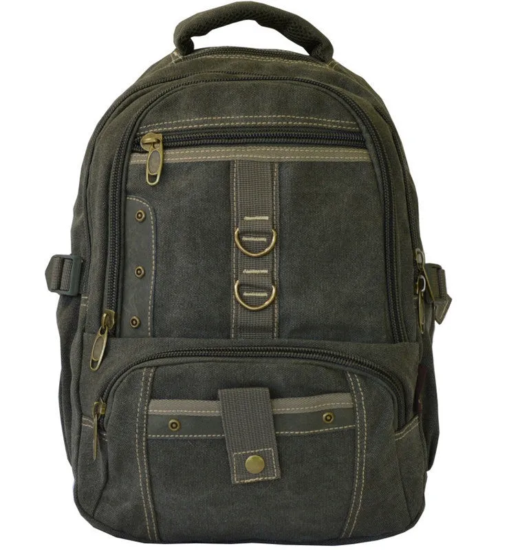 Army Green Vintage School Laptop Backpack