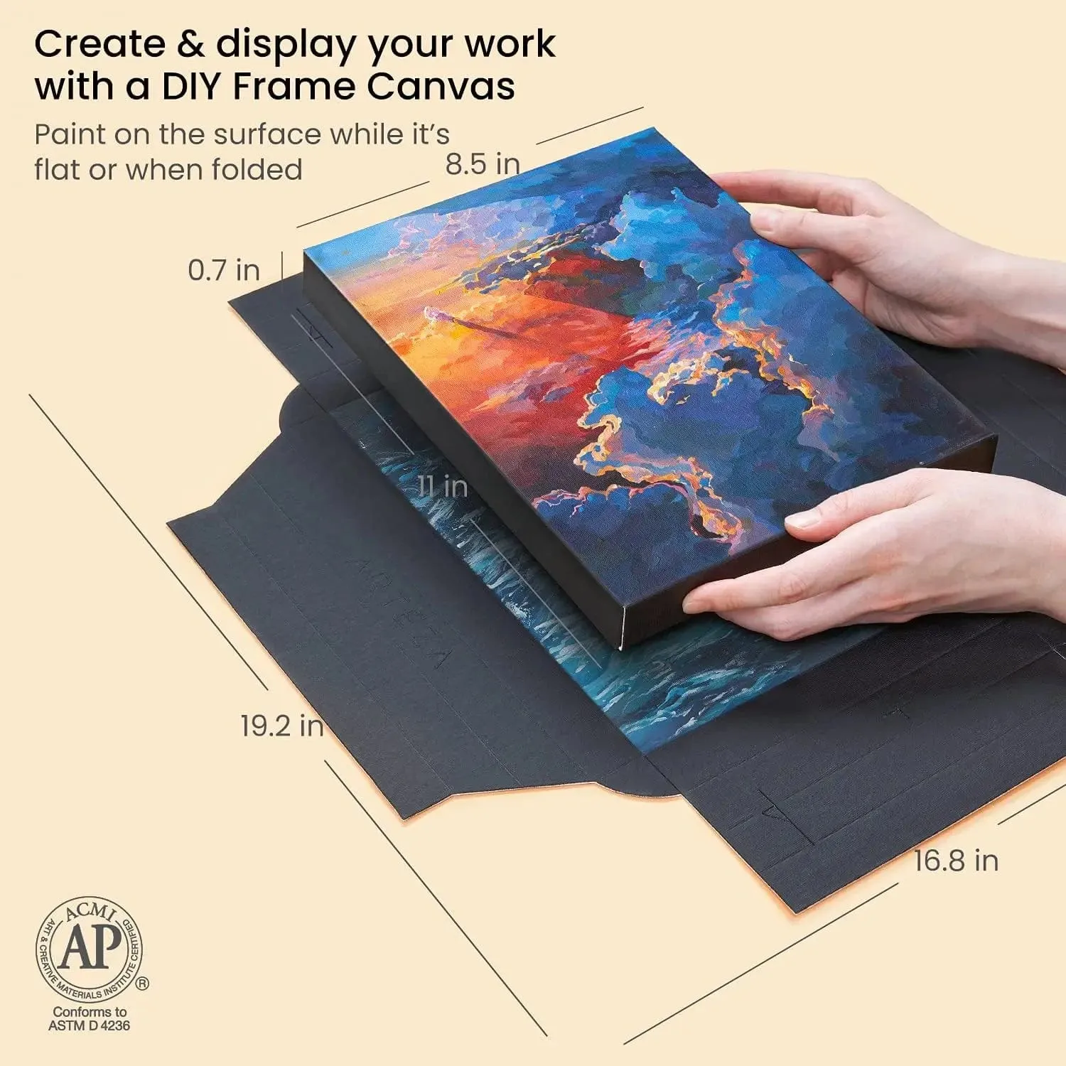 Arteza Classic DIY Frame Canvas 100% Cotton Black 5 Sheets Primed
