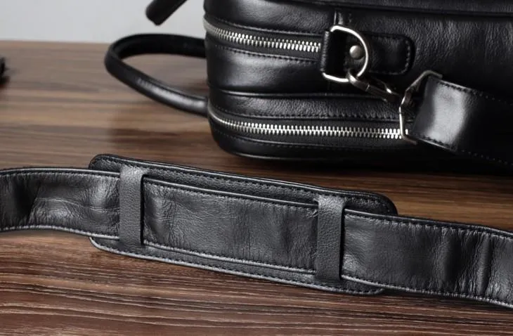 Black Leather Mens Cool Briefcase Work Bag Business Bag for men
