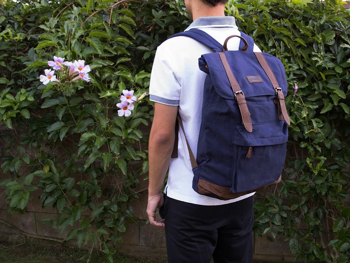 Blue School Backpack with Front Pocket