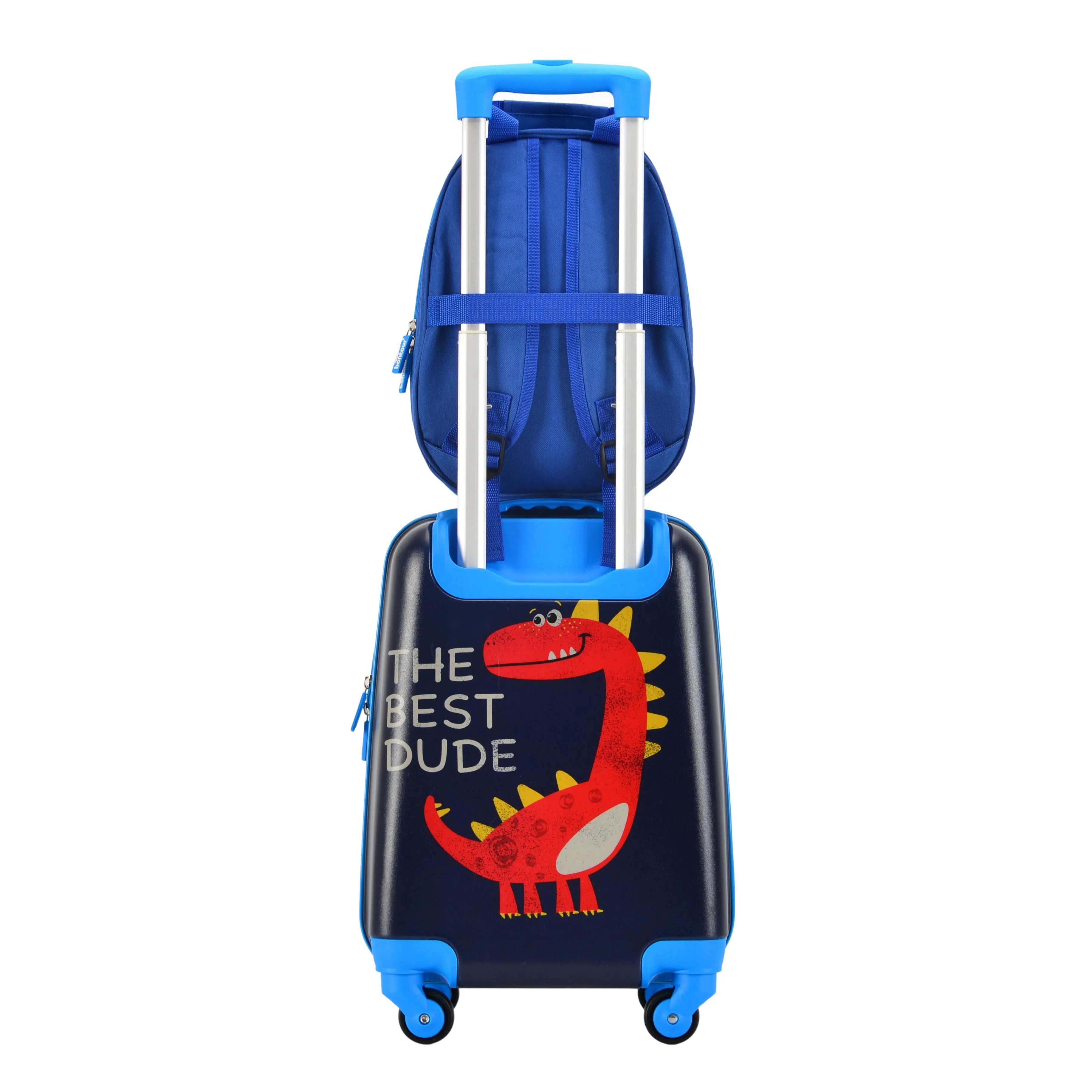 BONTOUR 2 pcs kids' luggage set, backpack   trolley, scratch-resistant (Dinosaur B)