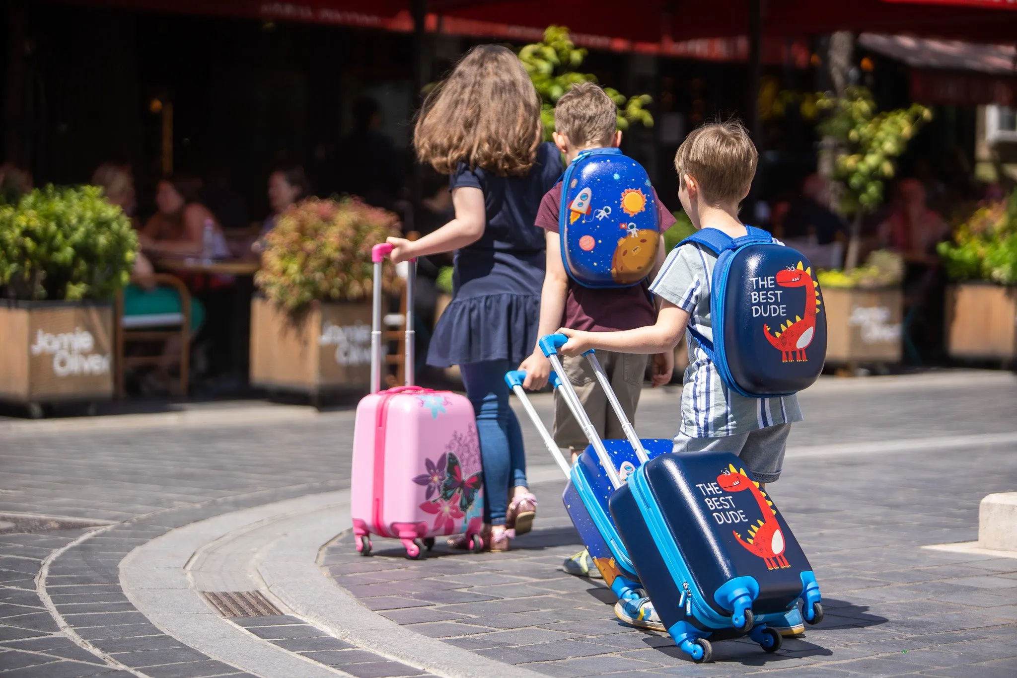 BONTOUR 2 pcs kids' luggage set, backpack   trolley, scratch-resistant (Dinosaur B)