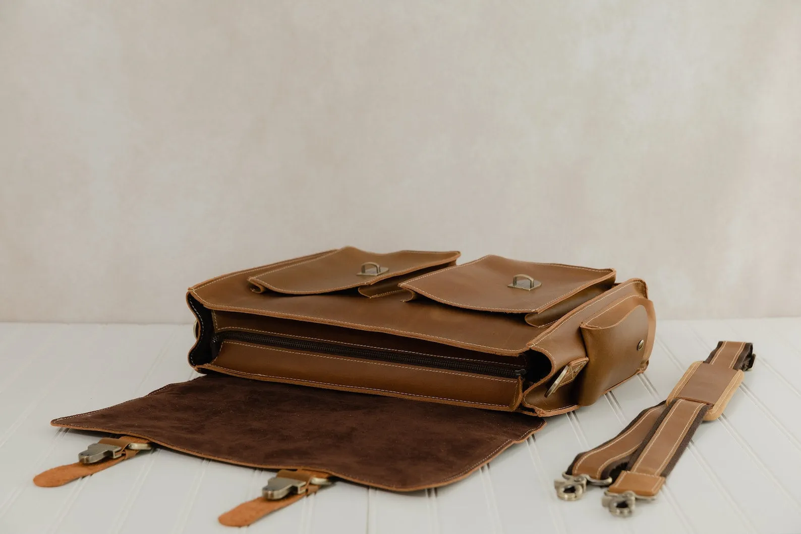 Brown Soft Leather Briefcase Bag