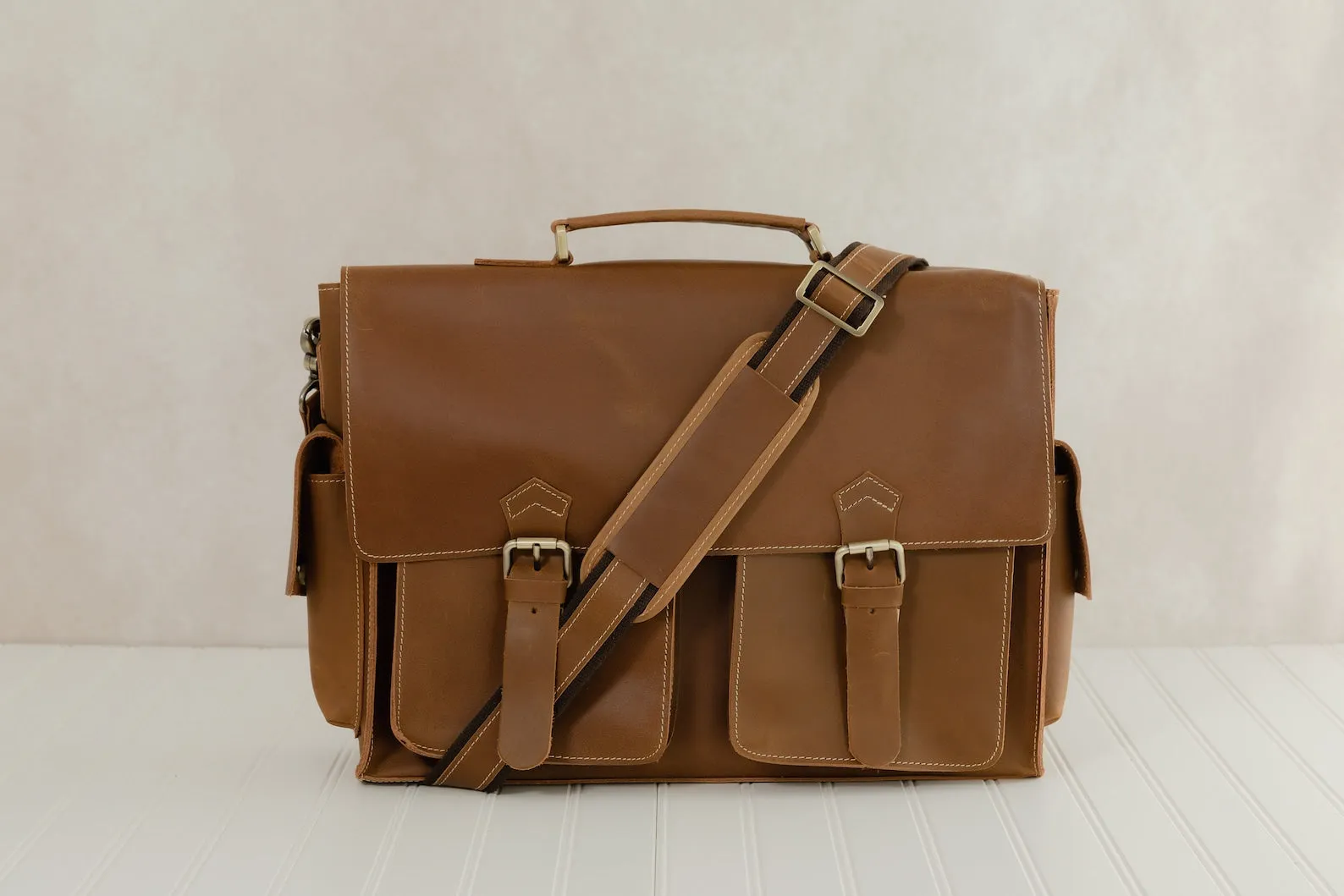 Brown Soft Leather Briefcase Bag