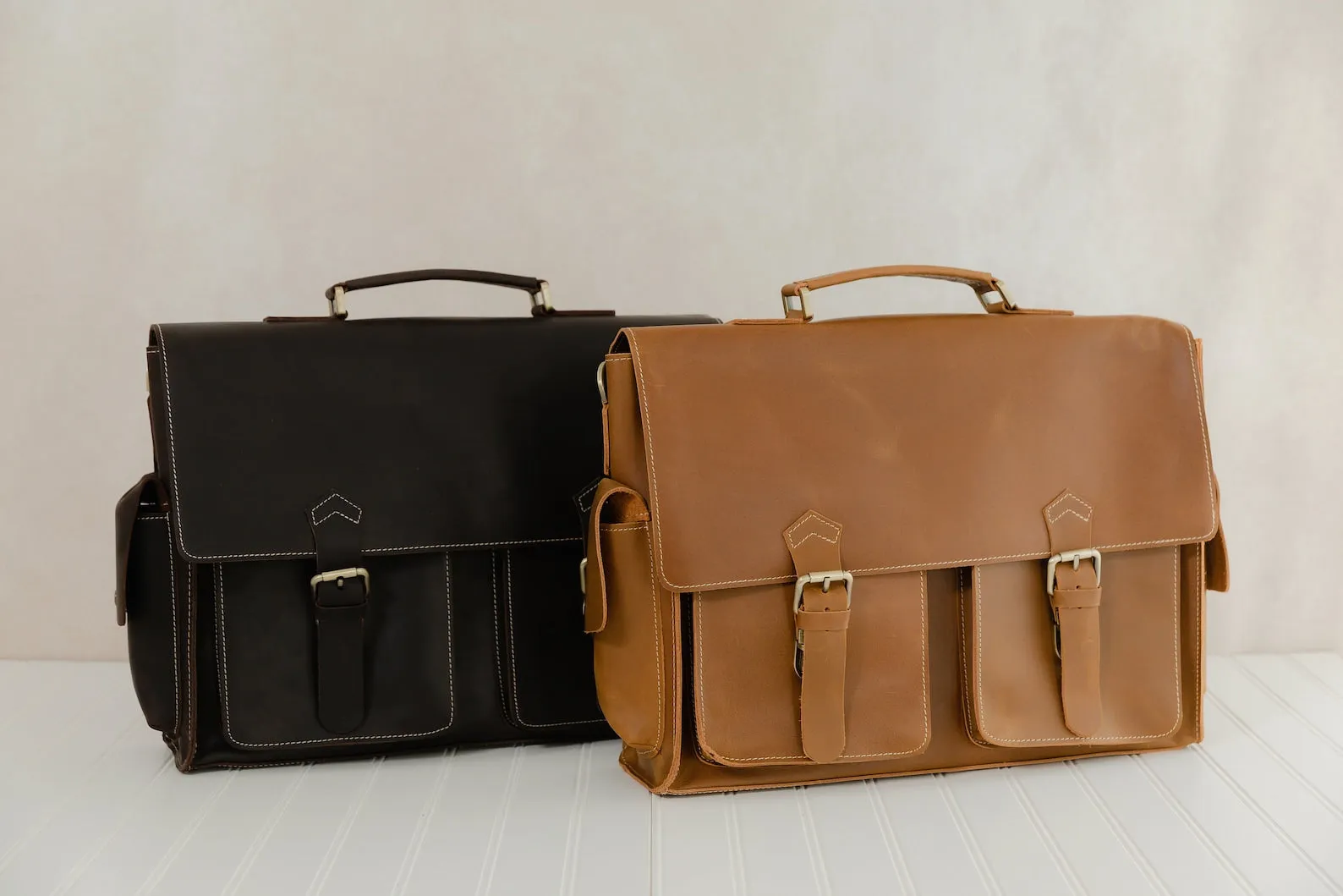 Brown Soft Leather Briefcase Bag
