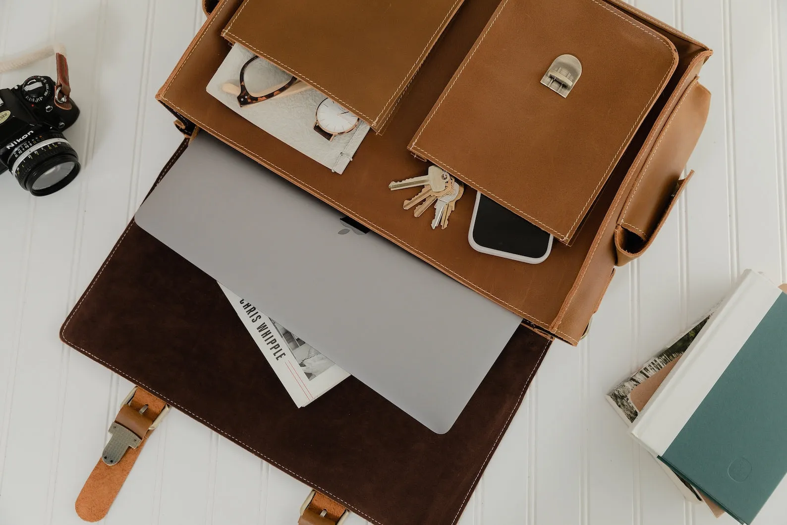 Brown Soft Leather Briefcase Bag