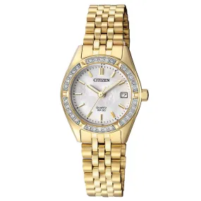 Citizen Ladies Swarovski Crystals Gold Stainless Steel Quartz Watch - EU6062-50D