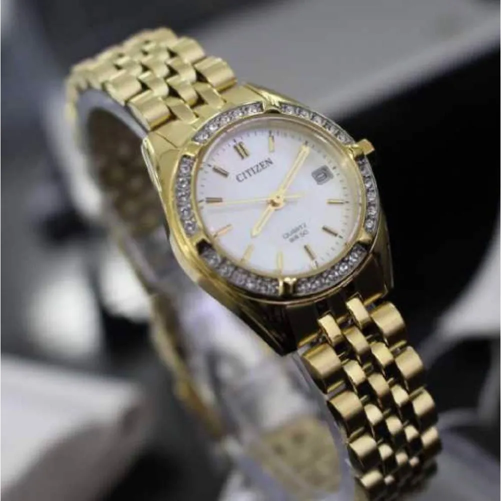Citizen Ladies Swarovski Crystals Gold Stainless Steel Quartz Watch - EU6062-50D