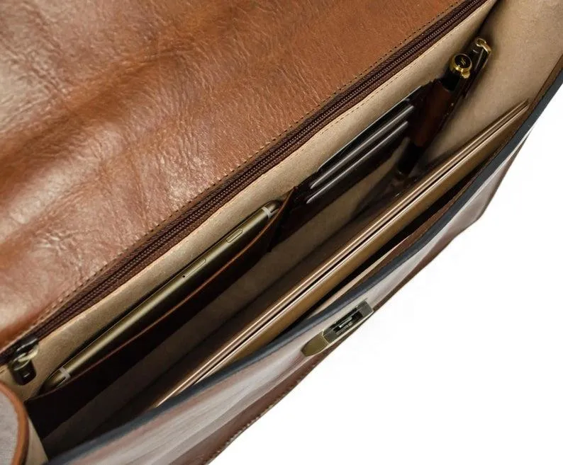 Council Briefcase - Brown Leather