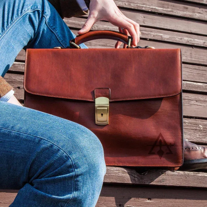 Council Briefcase - Brown Leather