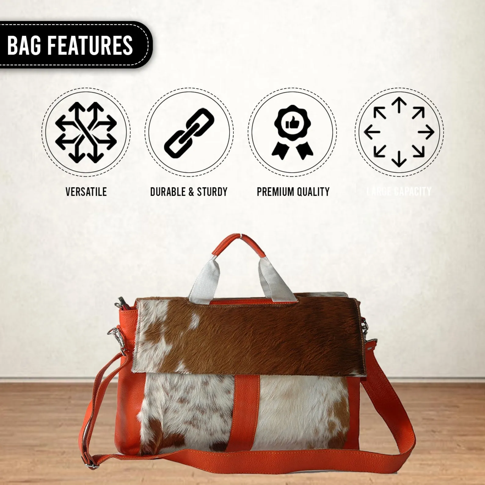 Cowhide office briefcase bag