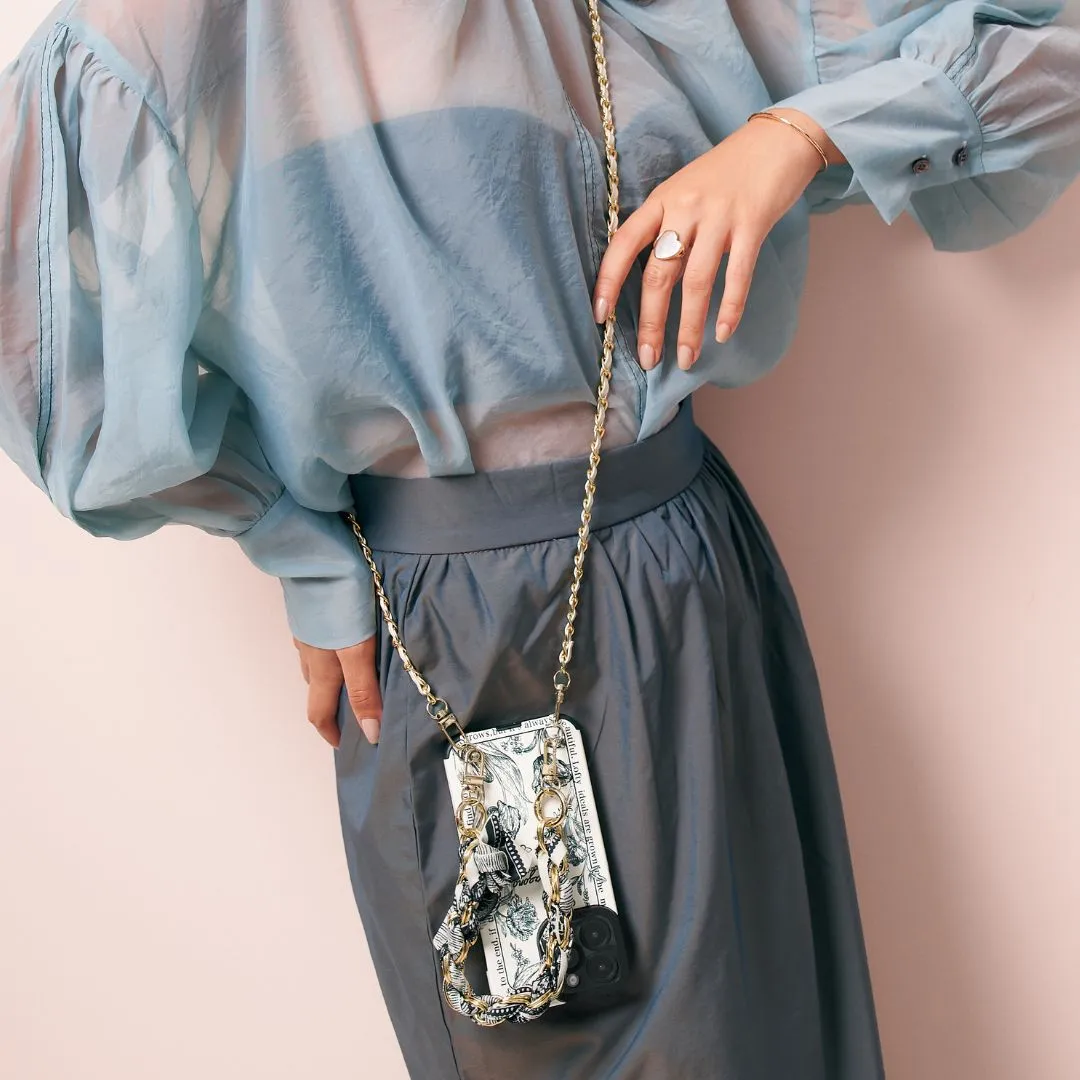 Cross-body Vintage Floral Phone Case with Chain