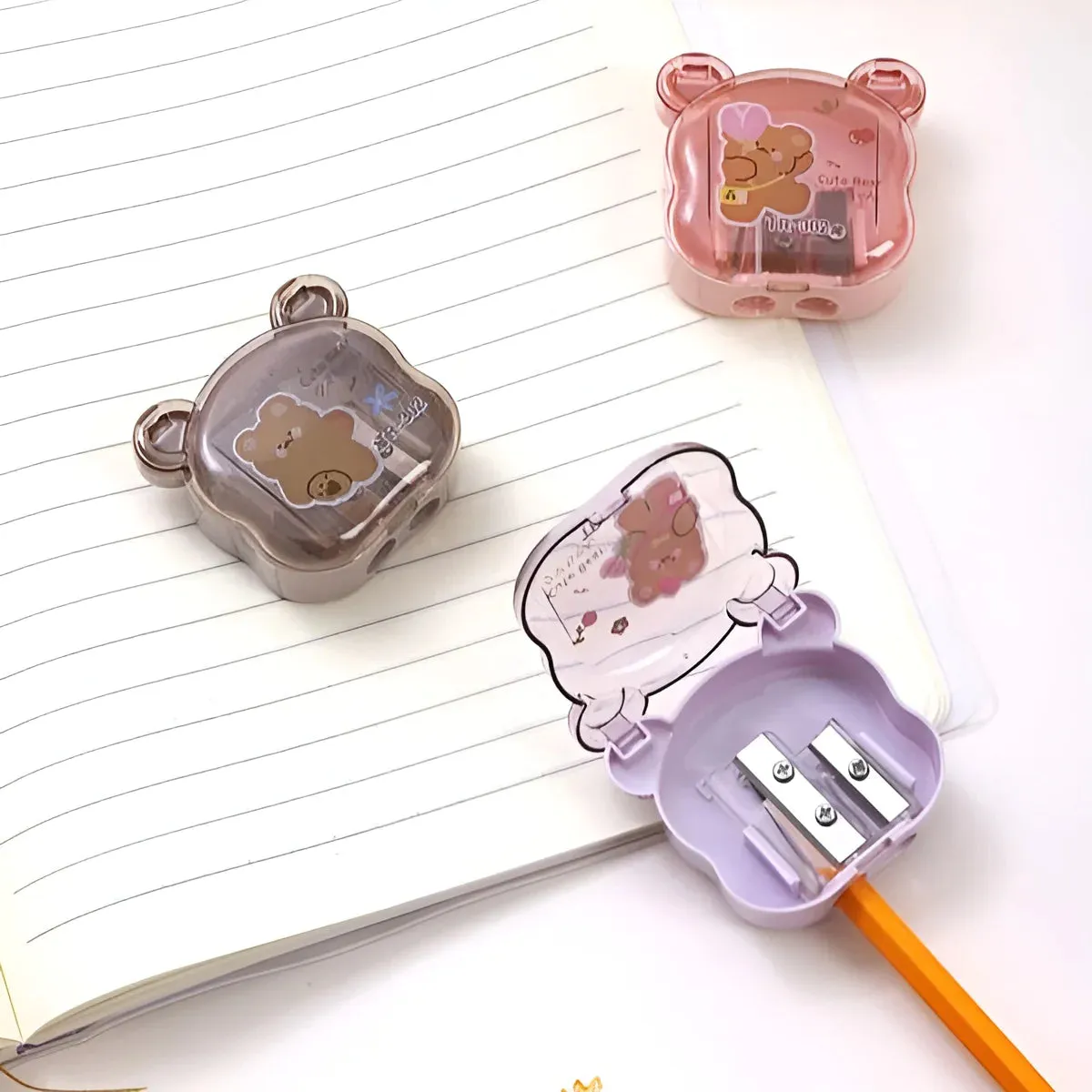 Cute Little Bear Shaped Double Hole Pencil Sharpener