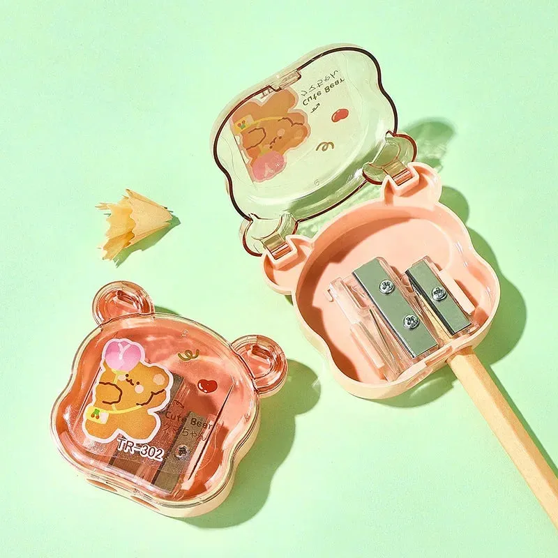 Cute Little Bear Shaped Double Hole Pencil Sharpener