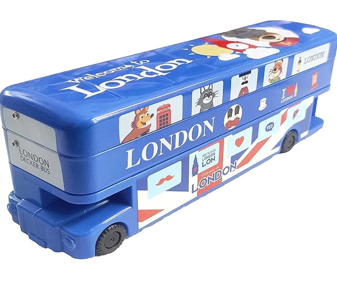 Double Decker Metal Pencil Case with Wheels