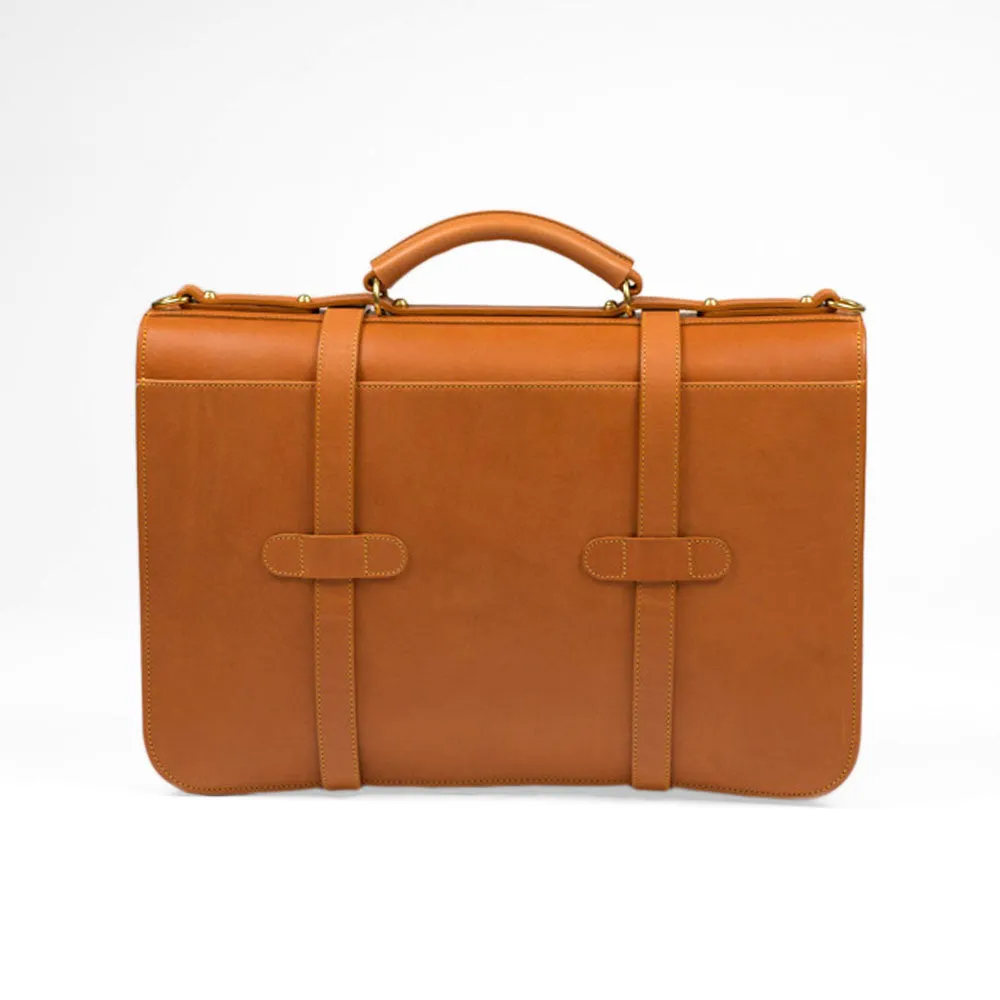 English Briefcase in Tan harness belting leather