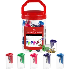 Faber-Castell Single Hole Pencil Sharpener Pack 40 Assorted Colours Tub