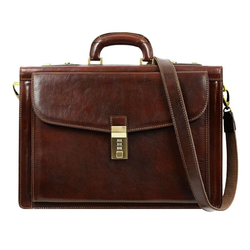Full Grain Italian Leather Code-lock Briefcase - The Watchmen