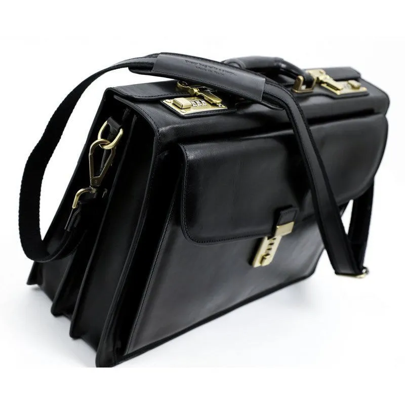 Full Grain Italian Leather Code-lock Briefcase - The Watchmen