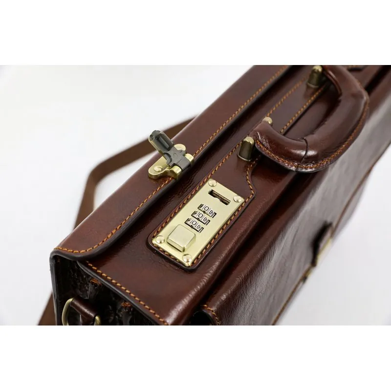 Full Grain Italian Leather Code-lock Briefcase - The Watchmen