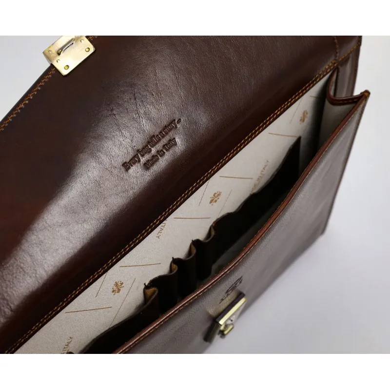 Full Grain Italian Leather Code-lock Briefcase - The Watchmen