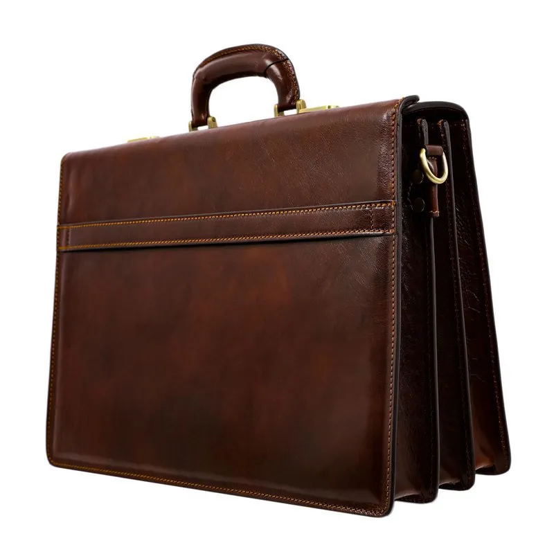 Full Grain Italian Leather Code-lock Briefcase - The Watchmen