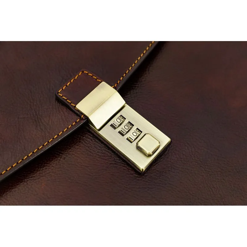 Full Grain Italian Leather Code-lock Briefcase - The Watchmen