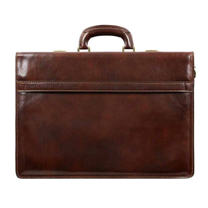 Full Grain Italian Leather Code-lock Briefcase - The Watchmen