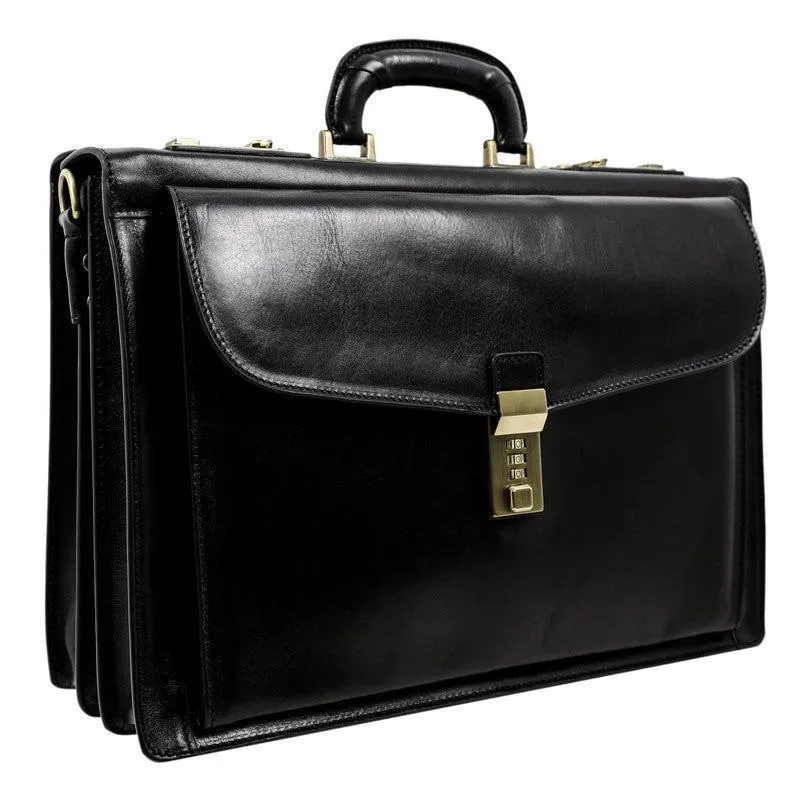Full Grain Italian Leather Code-lock Briefcase - The Watchmen