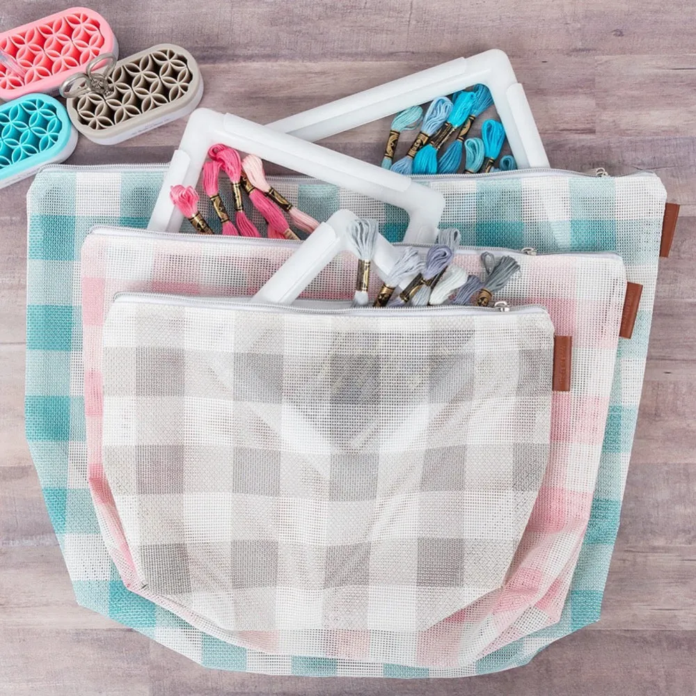 Gingham Mesh Project Bag Set