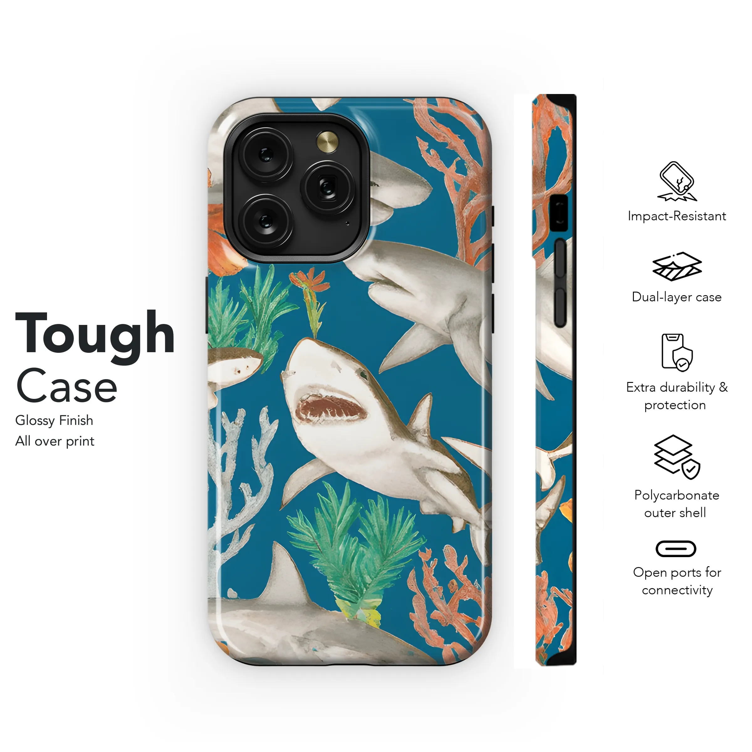 Happy Sharks Phone Case iPhone Samsung Cover Pixel 2946