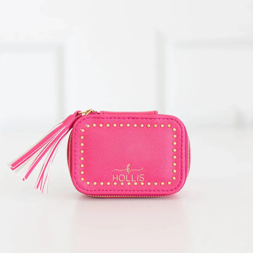 Hollis Leopard Contact Case In Hot Pink