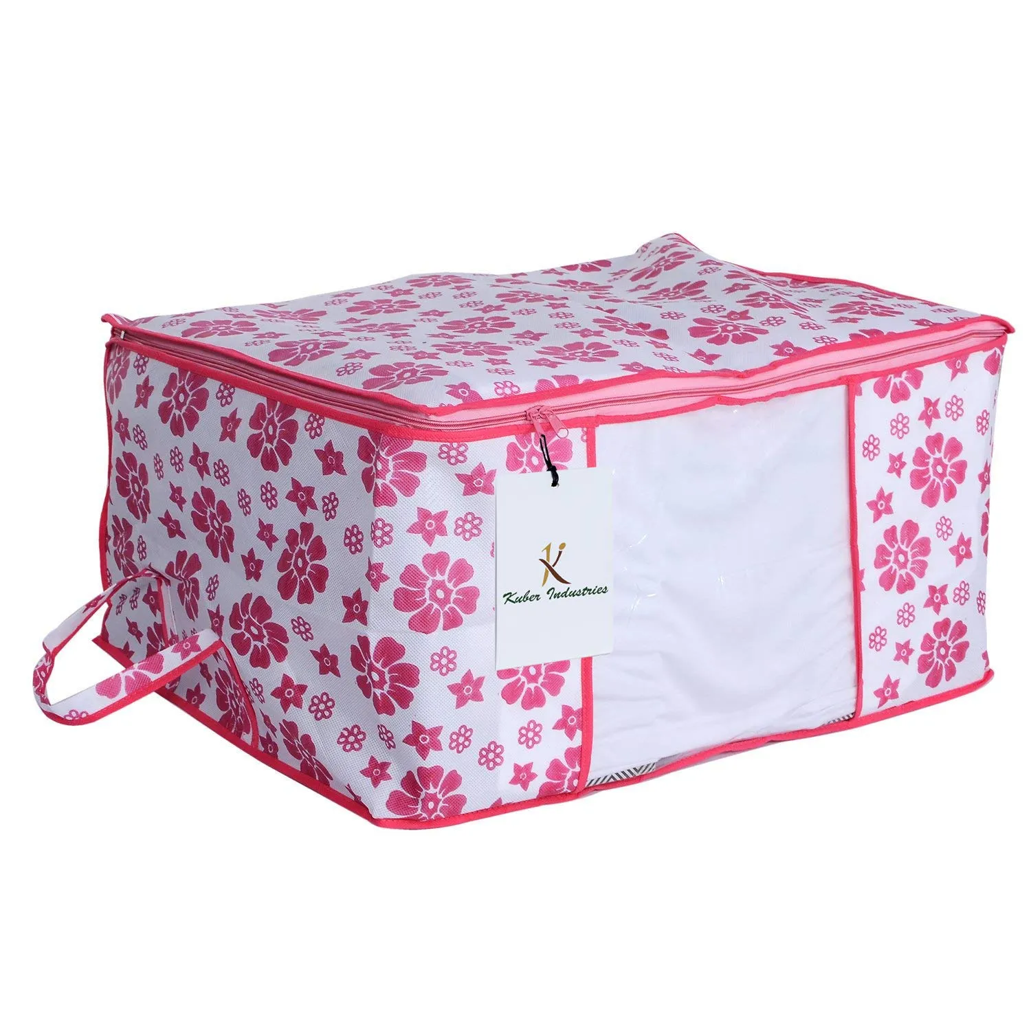 Kuber Industries Rectangular Non Woven Storage Organiser, X-Large, Pink (UNDERPinkf13), 2 Piece
