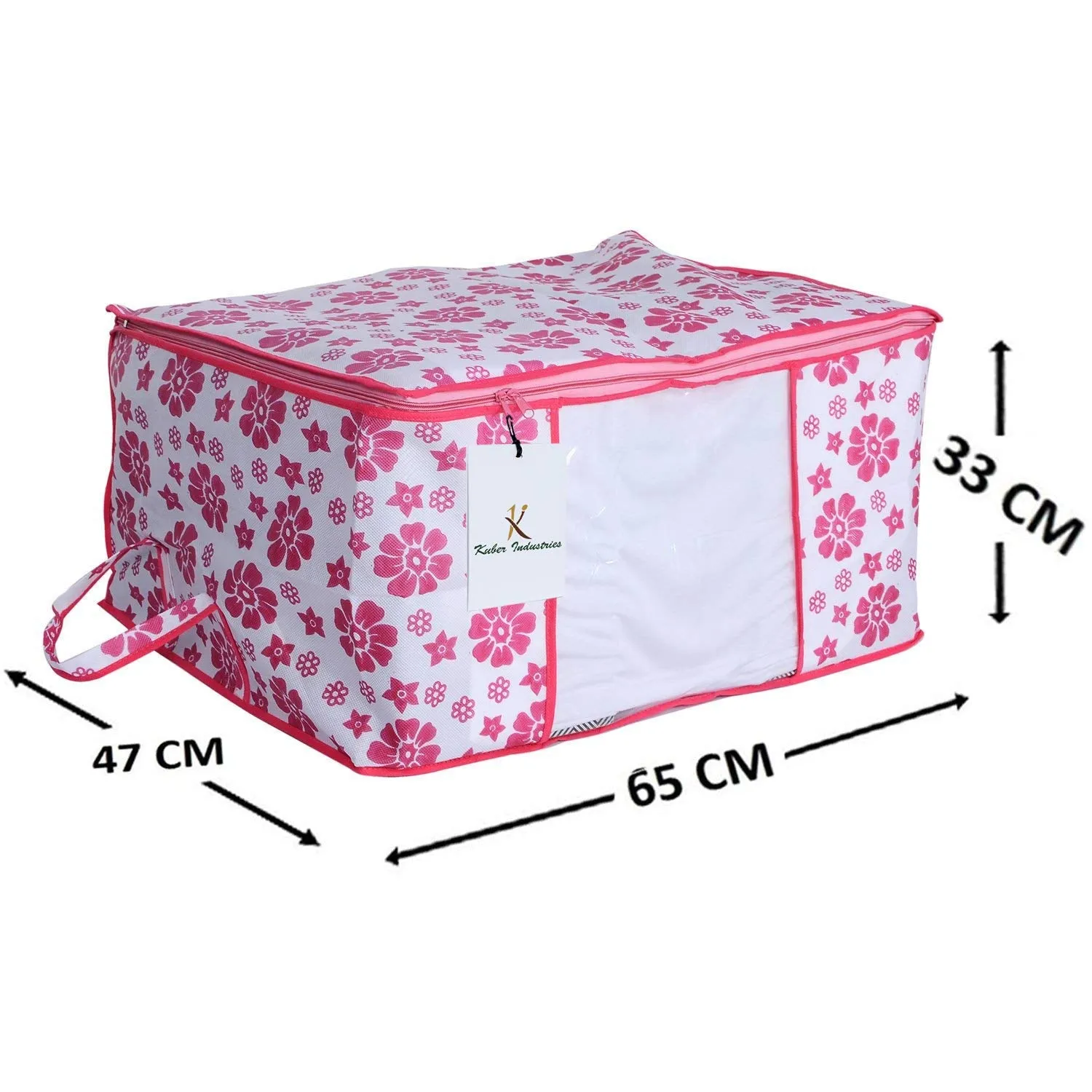 Kuber Industries Rectangular Non Woven Storage Organiser, X-Large, Pink (UNDERPinkf13), 2 Piece