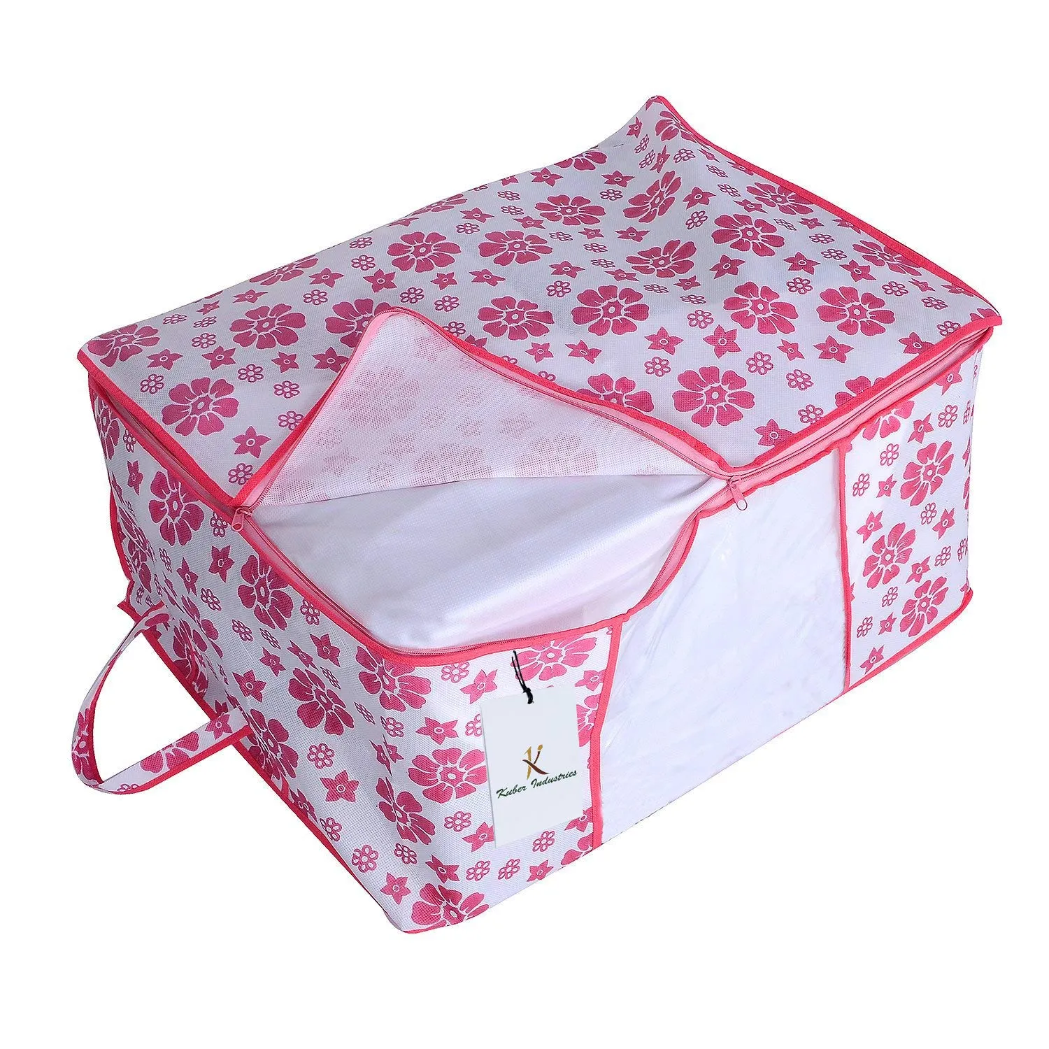 Kuber Industries Rectangular Non Woven Storage Organiser, X-Large, Pink (UNDERPinkf13), 2 Piece