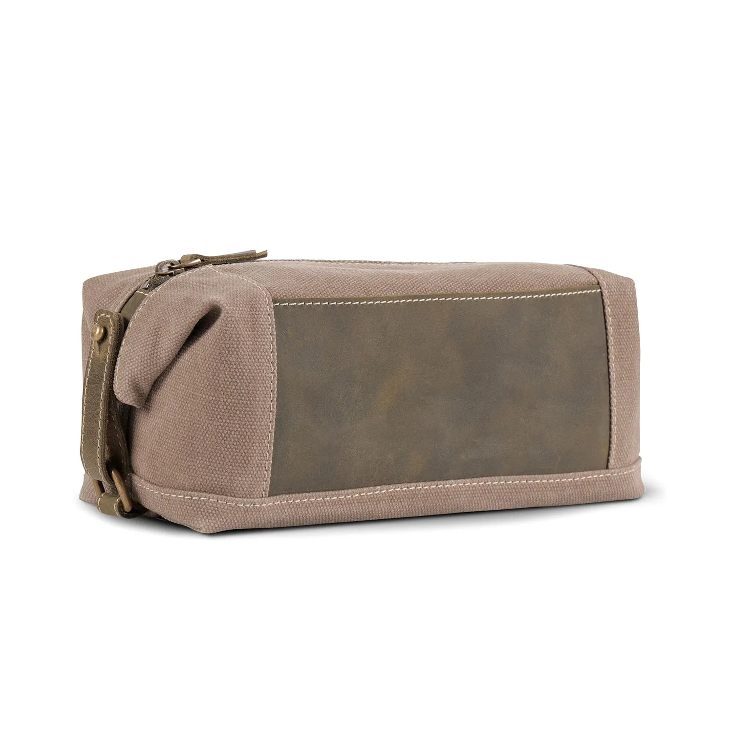 Londo Toiletry Bag Top Grain Leather and Canvas Travel Bag Dopp Kit Makeup Case, Cosmetic Bag