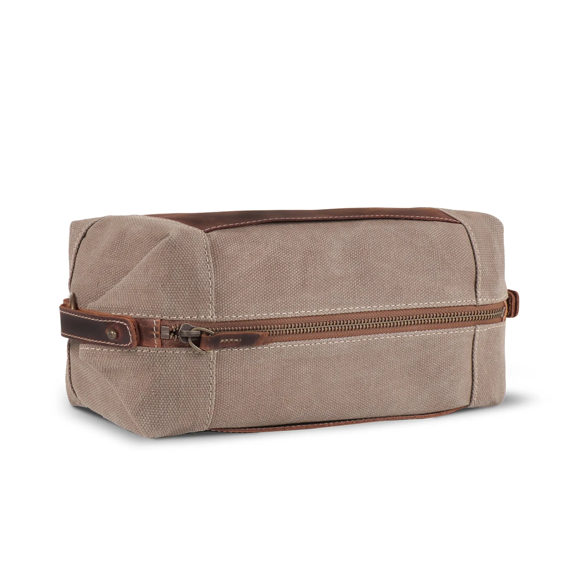 Londo Toiletry Bag Top Grain Leather and Canvas Travel Bag Dopp Kit Makeup Case, Cosmetic Bag