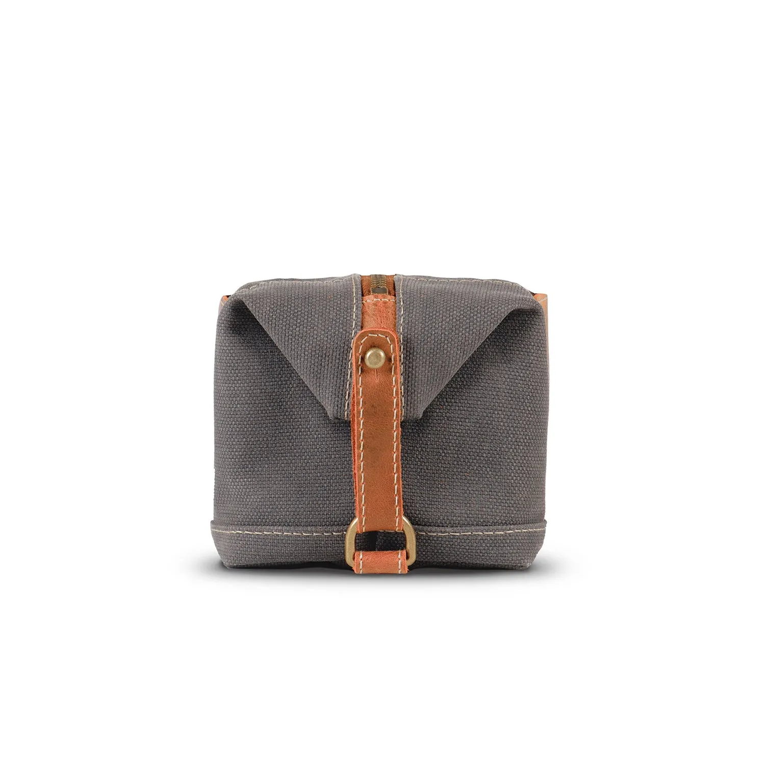 Londo Toiletry Bag Top Grain Leather and Canvas Travel Bag Dopp Kit Makeup Case, Cosmetic Bag