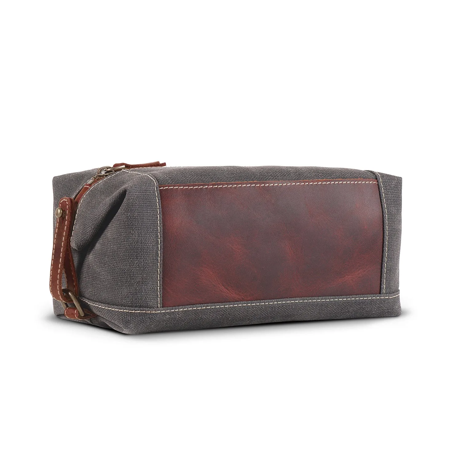 Londo Toiletry Bag Top Grain Leather and Canvas Travel Bag Dopp Kit Makeup Case, Cosmetic Bag