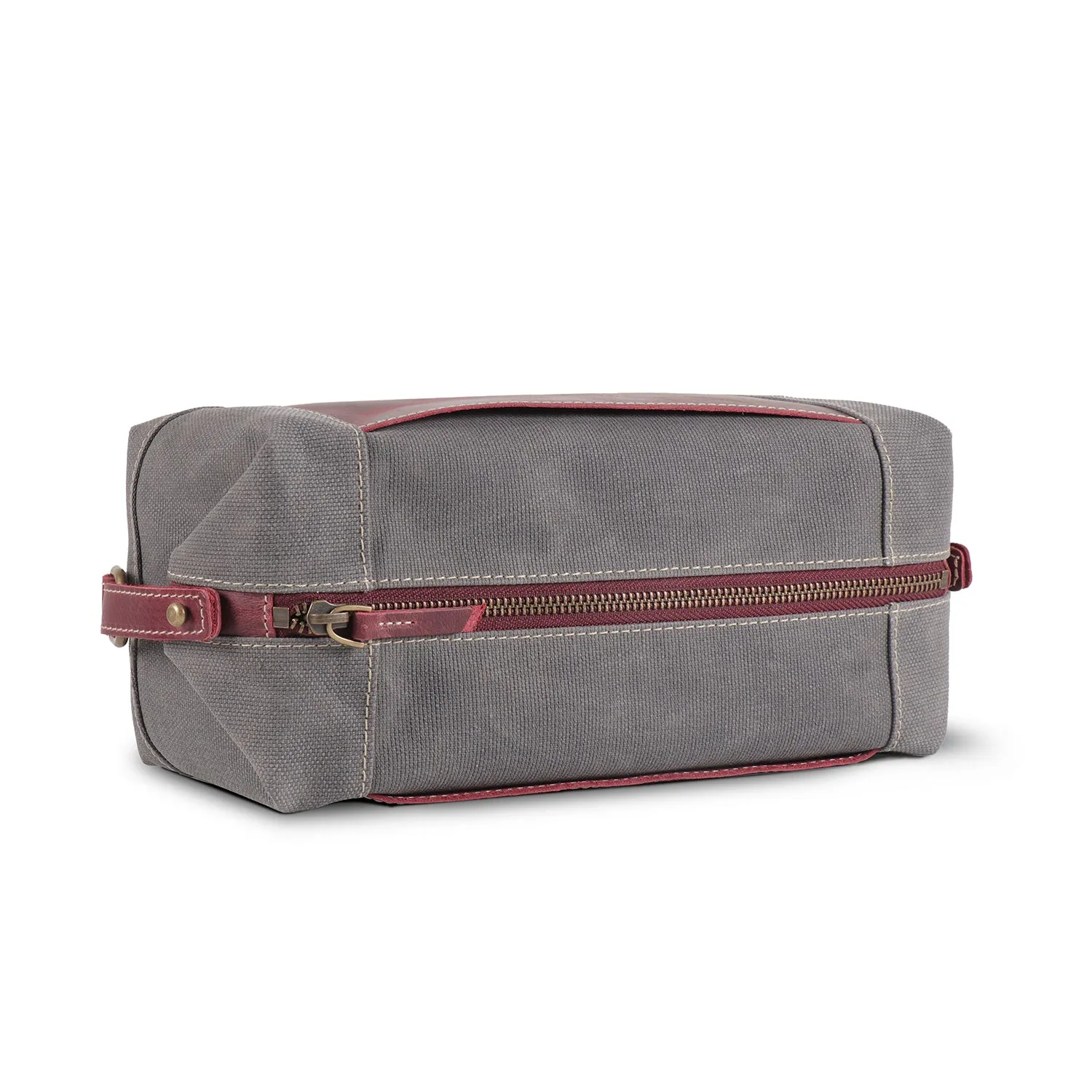 Londo Toiletry Bag Top Grain Leather and Canvas Travel Bag Dopp Kit Makeup Case, Cosmetic Bag