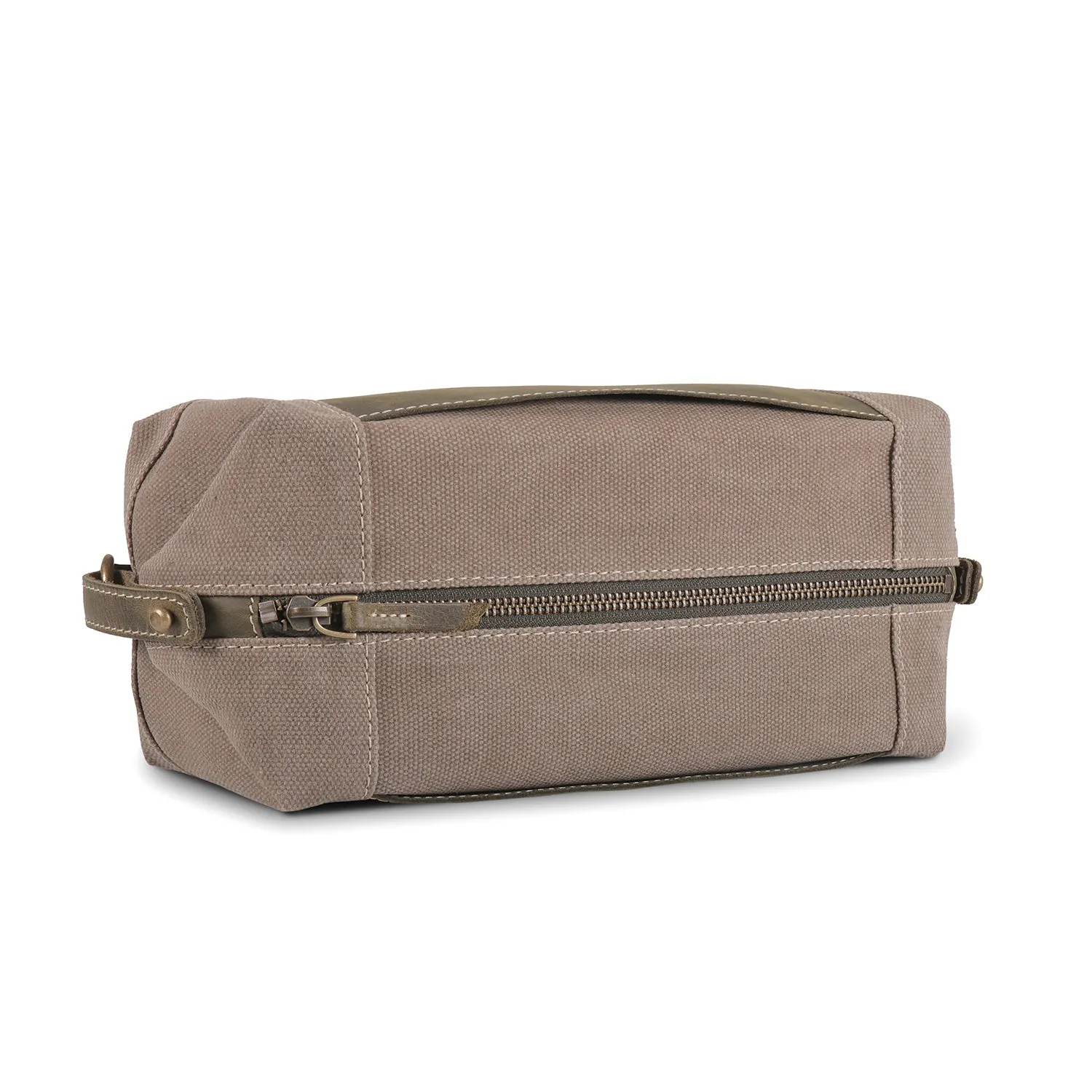 Londo Toiletry Bag Top Grain Leather and Canvas Travel Bag Dopp Kit Makeup Case, Cosmetic Bag
