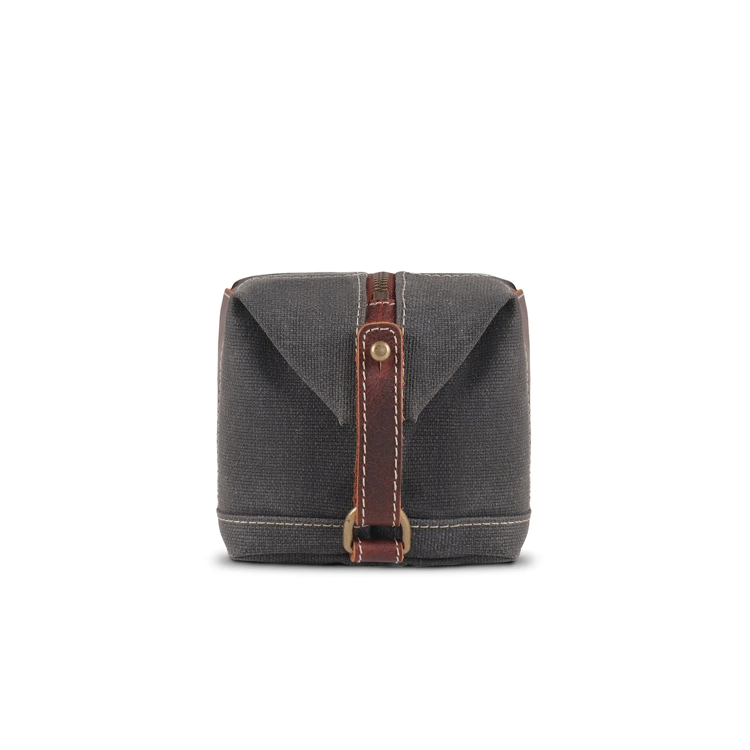 Londo Toiletry Bag Top Grain Leather and Canvas Travel Bag Dopp Kit Makeup Case, Cosmetic Bag