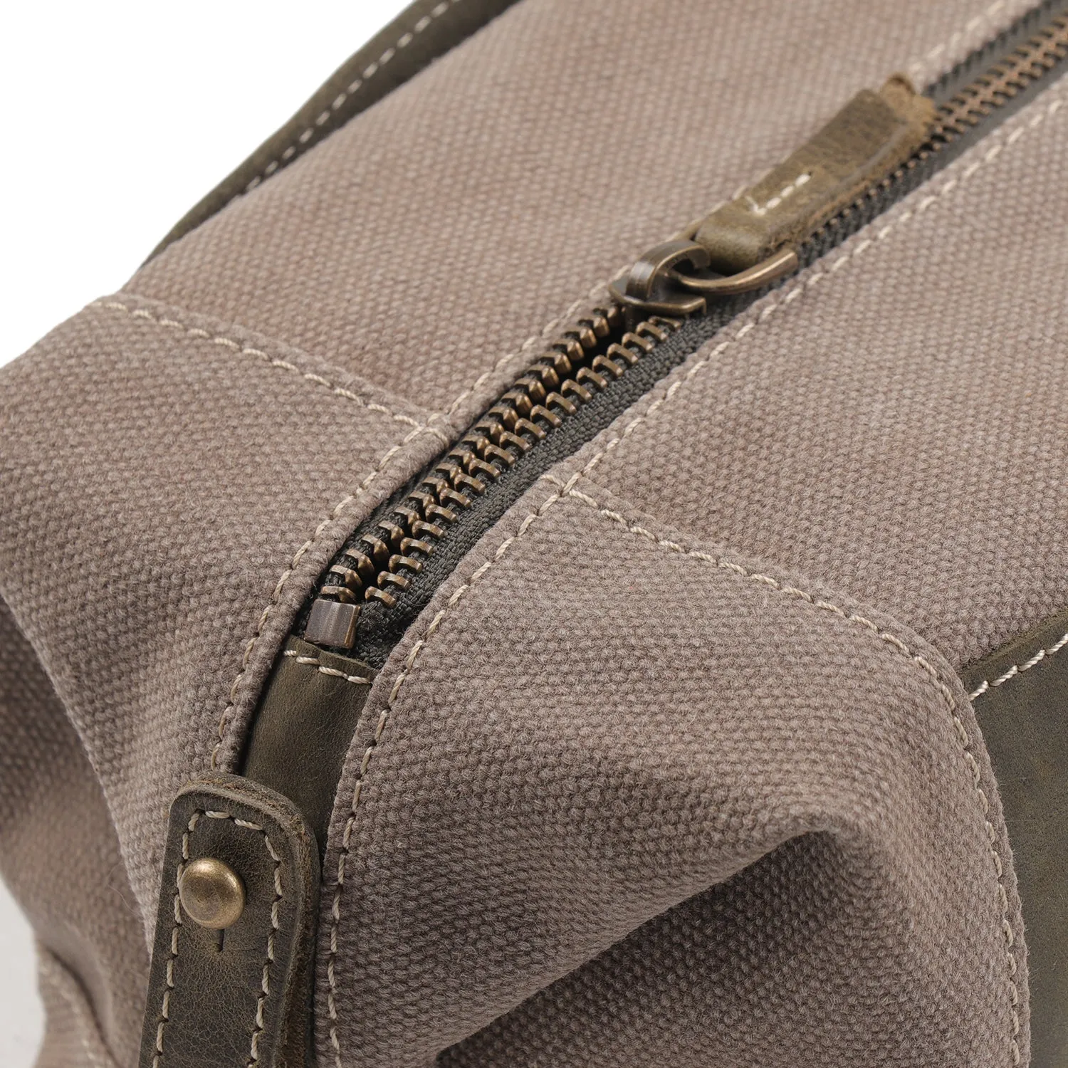 Londo Toiletry Bag Top Grain Leather and Canvas Travel Bag Dopp Kit Makeup Case, Cosmetic Bag