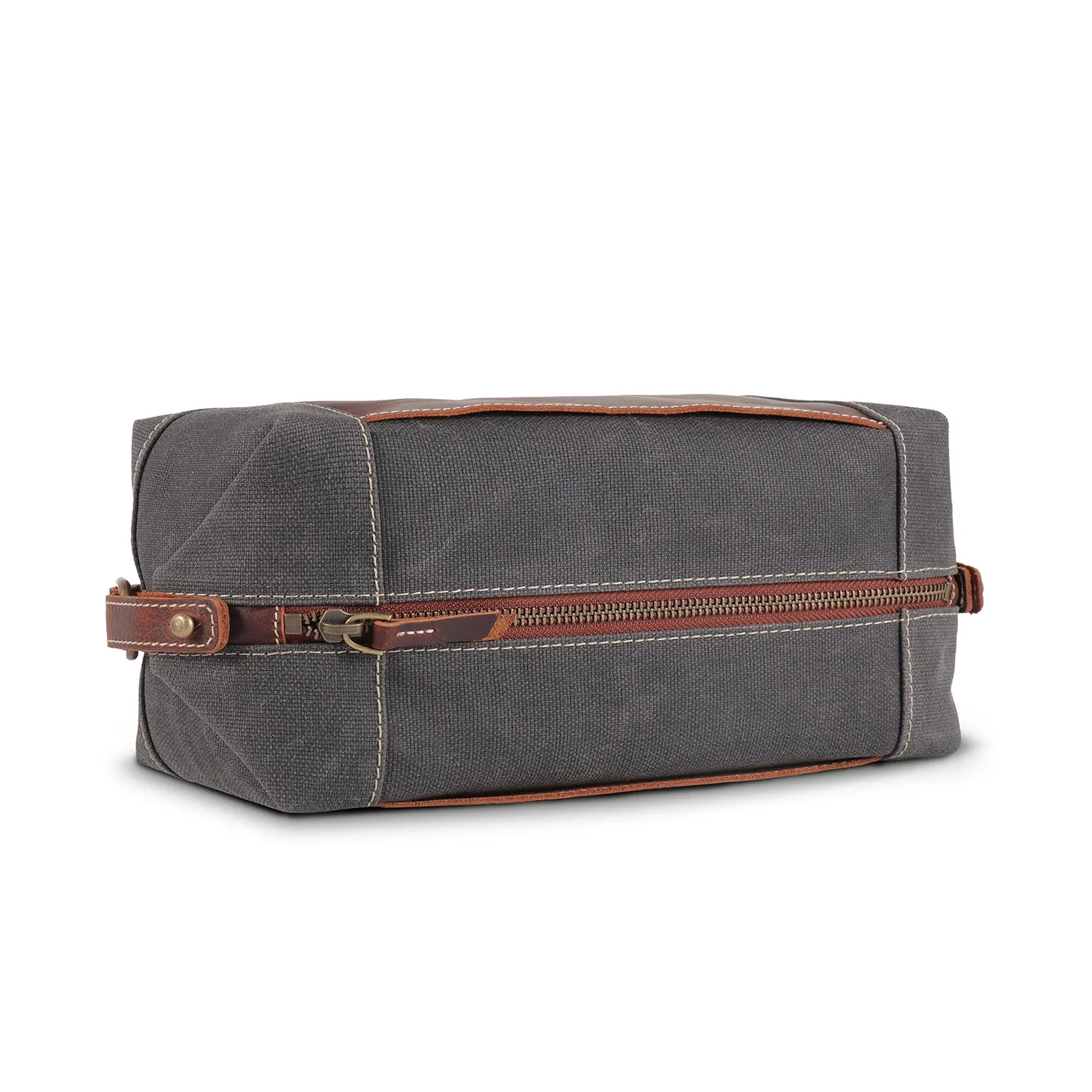 Londo Toiletry Bag Top Grain Leather and Canvas Travel Bag Dopp Kit Makeup Case, Cosmetic Bag
